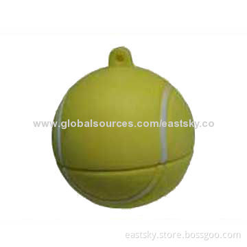 Customized Tennis USB Flash Drive, Made of Soft PVC Material, OEM Orders are Welcome